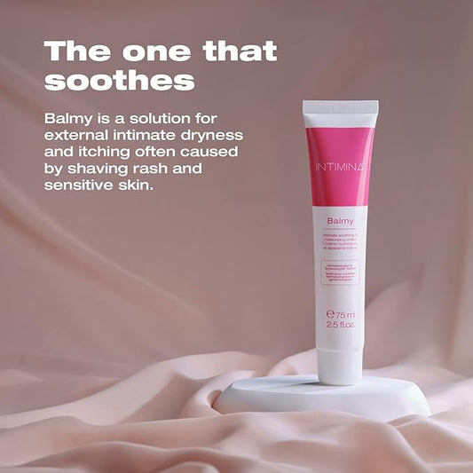 INTIMINA Balmy - Vaginal Moisturizer and Lubricant, Intimate Soothing and Moisturizing Cream, Moisturizer for Dry Skin, Body Cream Vulva Moisturizer