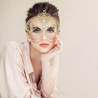 Thmyo Metal Venetian Costume Mask with Laser Cut for Women