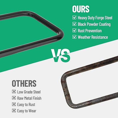 12 inch Square Bend U-Bolt Kits, Heavy Duty Steel Square U-Bolts with 6 inch Tie Plates for Truck Chassis