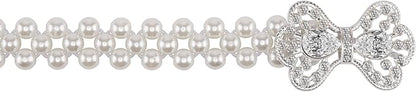 Ayliss Women Pearl Waist Belt Elastic Wedding Bridal Belt with Rhinestone Crystal Sash Bridesmaid Dress Belt Waistband