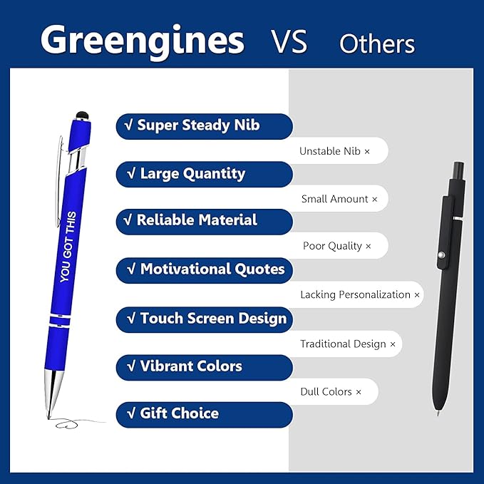10 Pcs Inspirational Pens Bulk, Motivational Ballpoint Pen with Stylus Tip Funny Ink Pens in Bulk Inspirational Gifts for Women Coworkers Office Supplies Black Ink