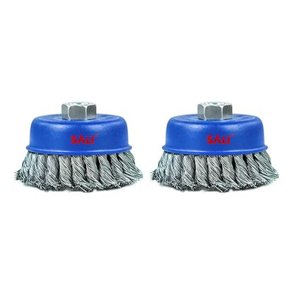 SALI 1 Wire Cup Brush, 4 Inch Twisted Knotted Cup Brush for Grinders, with 5/8-11 Inch Arbor for Heavy Cleaning Rust, Stripping and Abrasive, for Angle Grinder