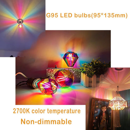I-SHUNFA Stained Glass Edison LED Light Bulb, E26 Standard Base 6 Watts Heatless G95 Globe Shape LED Light Bulbs for Home Party, Recreation Room,Balcony,Garden,Christmas Decoration?Non-dimmable)