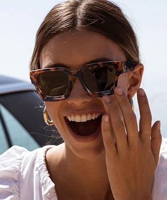 Trendy Square Sunglasses for Men Women Fashion Thick Rectangle Sun Glasses UV Protection Shades Designer Style
