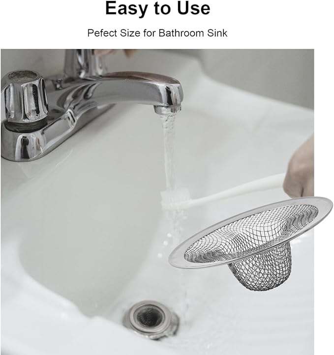 6-Pack Bathroom Mesh Sink Drain Strainer - 2.12" Top  1" Small Stainless Steel Hair Basket Catcher for Bathroom Sink, Lavatory, Balcony, Utility, RV, Floor Drain