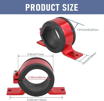 JDMSPEED Universal Car Fuel Pump Fuel Filter Mounting Bracket,Fuel Pump Clamp Holder Suitable for Fuel Pumps, Fuel Filters and Other Parts (50MM Red)