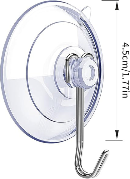 Suction Cup Hooks 15 Pack, 1.77 Inches Clear Suction Cup Hooks for Glass Window Decor Shower Bathroom, Small Reusable PVC Suction Cups with Removable Stainless Hooks