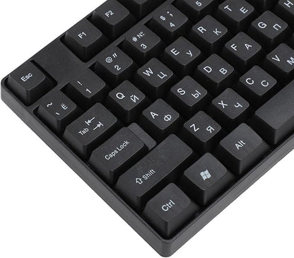 Minority Language Keyboard with USB Cable (Russian, Spanish, French, English), 4.9 ft. 104-Key Cable, Ergonomic Design Stable Performance, Plug and Play for Desktop and Laptop (Russian)
