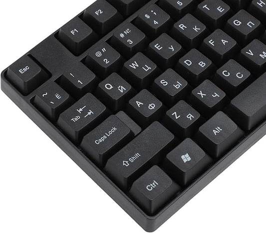 Minority Language Keyboard with USB Cable (Russian, Spanish, French, English), 4.9 ft. 104-Key Cable, Ergonomic Design Stable Performance, Plug and Play for Desktop and Laptop (Russian)
