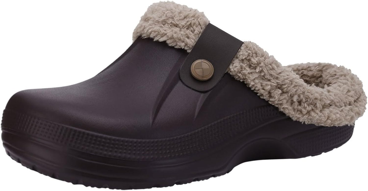 Beslip Classic Fur Lined Clogs Waterproof Winter Fuzzy Slippers for Women Men Indoor and Outdoor