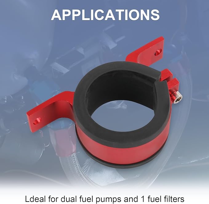 JDMSPEED Universal Car Fuel Pump Fuel Filter Mounting Bracket,Fuel Pump Clamp Holder Suitable for Fuel Pumps, Fuel Filters and Other Parts (50MM Red)