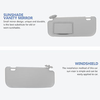 Mobestech Grey Driver Side Sun Visor with Mirror Replacement Car Interior Sun Protection Visor with Vanity Mirror