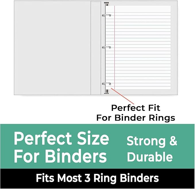 Loose Leaf Paper, 450 Sheets, 3 Pack, 56 gsm Wide Ruled Sheets, 8" x 10.5", Bulk Notebook Paper, 3 Hole Punched, 150 Sheets/Pack, Wide Ruled Paper for Binders, Loose Leaf Office Paper, White