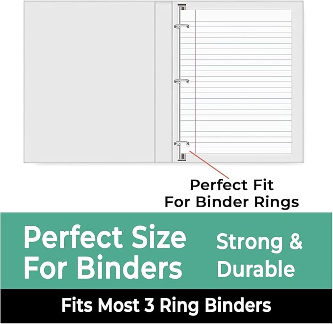Loose Leaf Paper, 600 Sheets, 4 Pack, College Ruled Paper, 8" x 10.5", Bulk Office Filler Paper, 3 Hole Punched, 150 Sheets/Pack, 56 gsm Paper, College Ruled Notebook Paper for Binder, White