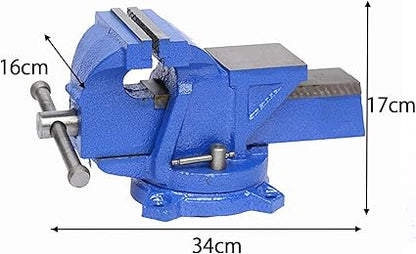 6" Bench Vise, Double Swivel Rotating Vise Head, Heavy Duty Table Top Pipe Vise with Anvil Swivel 360-Degree Rotation, Desktop Clamp 150mm Jaw for Crafting, Industrial Woodworking
