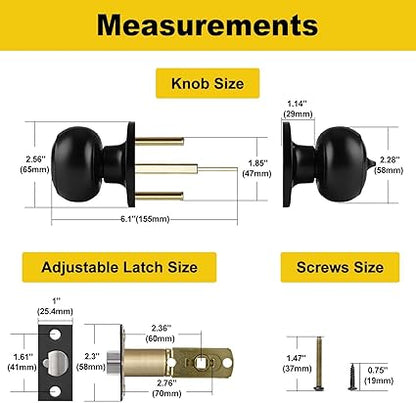 CML Hardware Matte Black Keyed Entry Door Knob for Entrance, Exterior and Interior Use, Round Ball Handle, Stainless Steel
