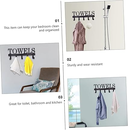 Towel Hooks for Bathroom Wall Multifunctional Storage Hook Decorative Hanger Iron Material Modern Design Easy Install
