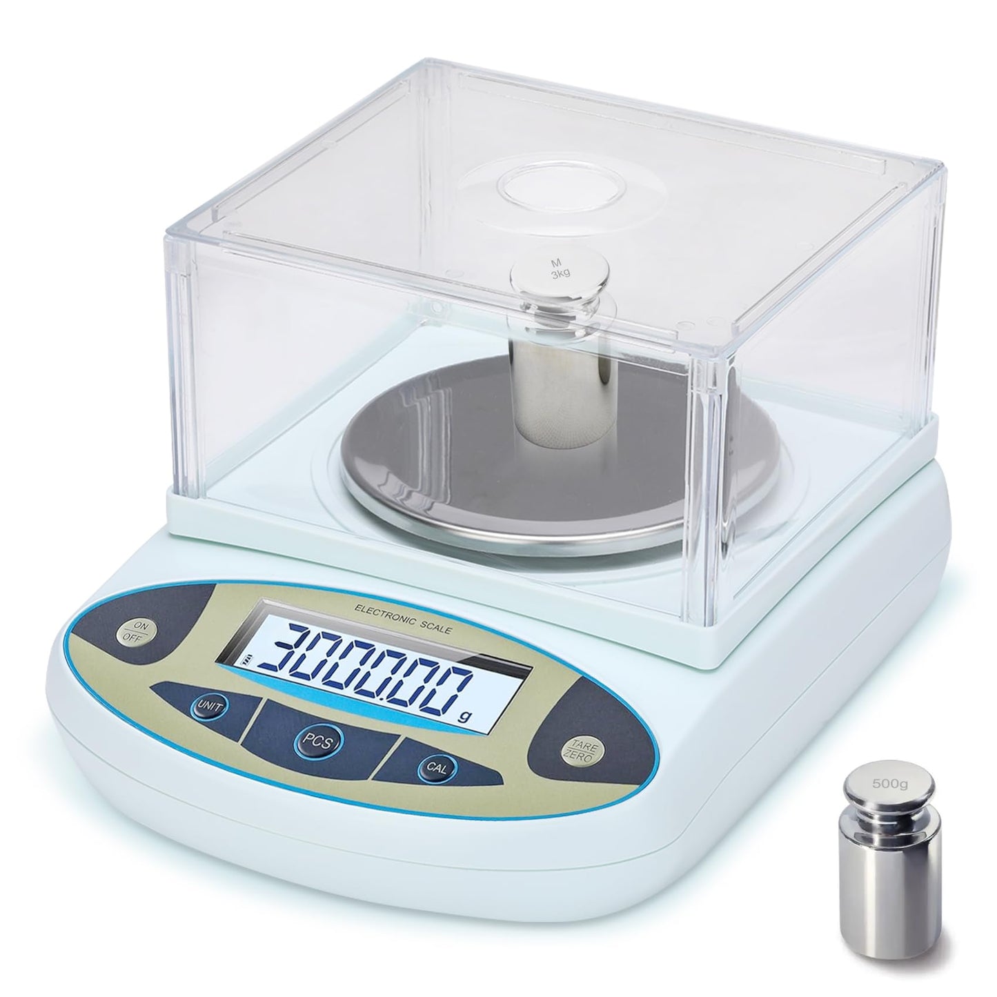 Lab Scale 500g*0.001g,High Precision Accurate Analytical Balance with Windshield,Lab Scale Electronic Scientific Scale Digital Precision Weighing Scale Jewelry Scales(Missing Calibration Weight)