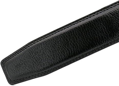 Rojeam Unisex Belt Without Buckle 3.5CM Wide Leather Ratchet Belt Strap for Men & Women