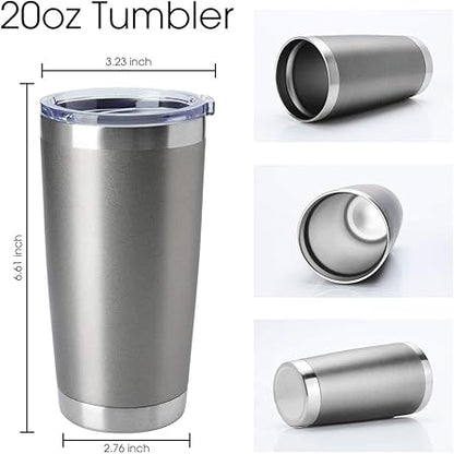 HASLE OUTFITTERS 20oz Tumblers Bulk Stainless Steel Cup with Lid Double Wall Vacuum Insulated Coffee Mug for Cold  Hot Drinks 1 Pack, Grey