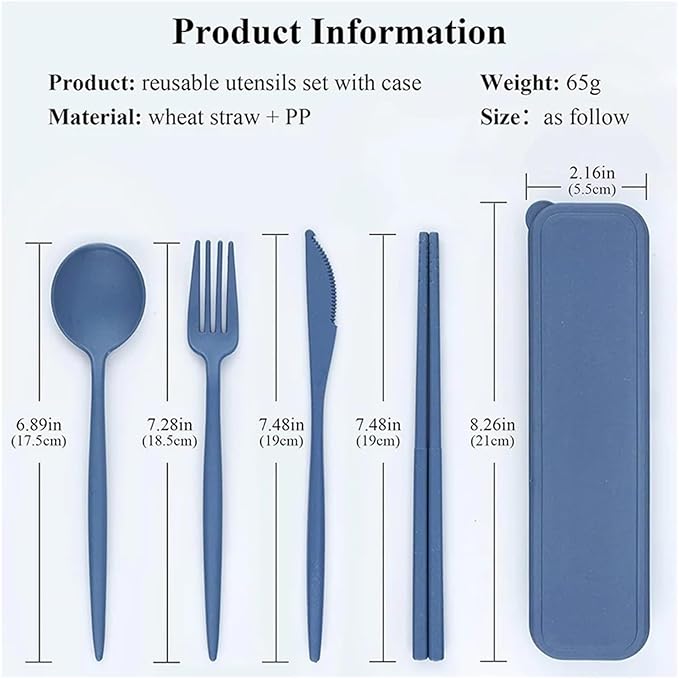 travel utensils 4PCSSet Wheat Straw Knife, Fork, Spoon And Chopsticks Set Students Outdoor Travel Portable Tableware(Orange)