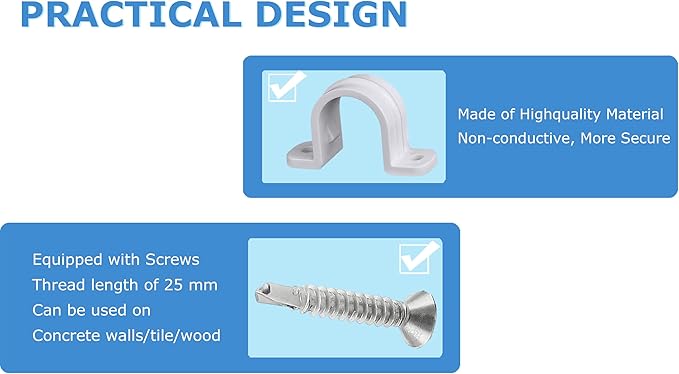 10 Set Pipe Clamps,SCH 3/4 in (?25MM) PVC Pipe Strap Clips,Two Hole Plastic Pipe Clamps,Conduit Strap Clamps