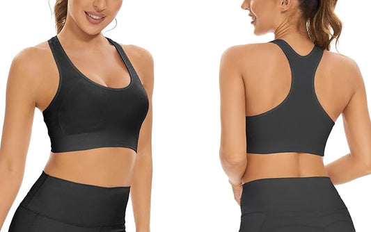 Lemef Sports Bras Racerback Yoga Bras Medium Support Workout Bras with Removable Pads for Wome