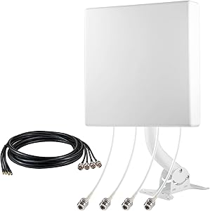 High Gain 4x4 MIMO 5G External Panel Antenna Kit with 20ft Low Loss Cable Signal Booster for 4G LTE 5G Cellular Hotspots, Routers, Gateways, Verizon, ATT, T-Mobile Home Internet, Eifagur