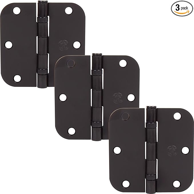 Stone Harbor Hardware 3-12" Ball-Bearing Door Hinges, 58" Radius Corner, Oil-Rubbed Bronze, 3-Pack