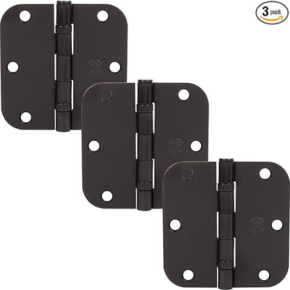 Stone Harbor Hardware 3-12" Ball-Bearing Door Hinges, 58" Radius Corner, Oil-Rubbed Bronze, 3-Pack