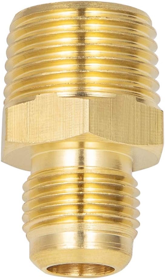 2 PCS Brass Tube Fitting, Half Union Gas Adapter 3/8" Flare x 1/2" NPT Male Pipe Connector