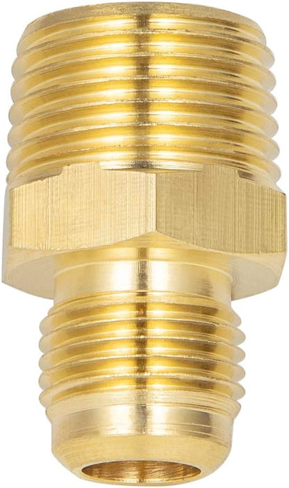 2 PCS Brass Tube Fitting, Half Union Gas Adapter 3/8" Flare x 1/2" NPT Male Pipe Connector