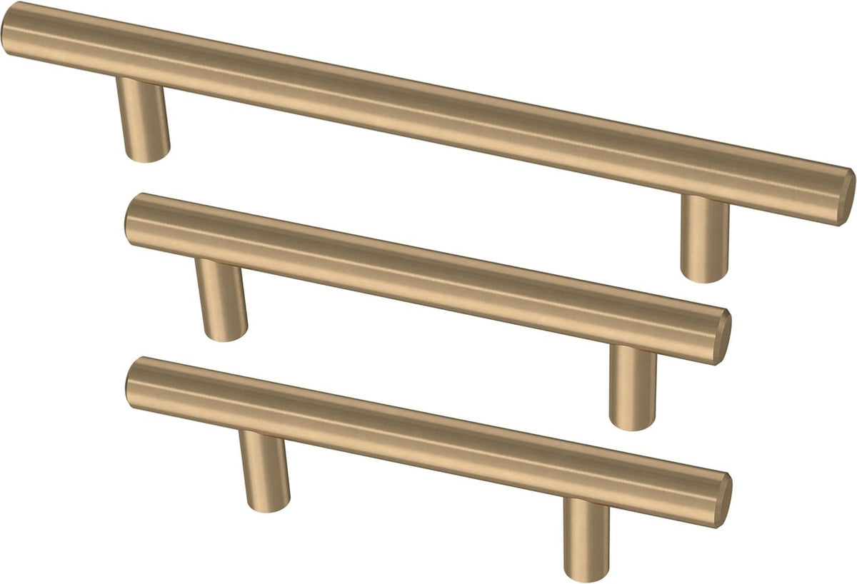 Franklin Brass (10-Pack) – Champagne Bronze Cabinet Handles, 3 Inch Hole Center, Modern Pulls for Drawers, Kitchen Cabinet Door, Dressers | Solid Bar
