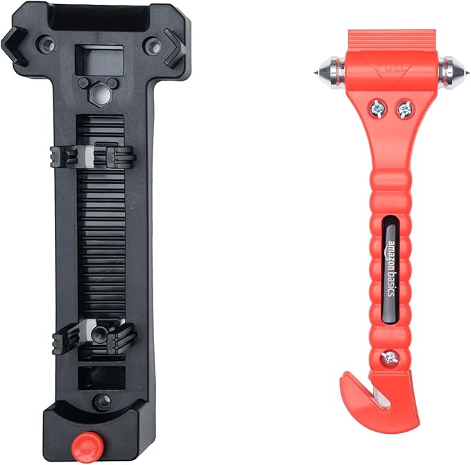Basics Emergency Seat Belt Cutter and Window Hammer Tool, Car Accessories, 2 Pack, SW-835
