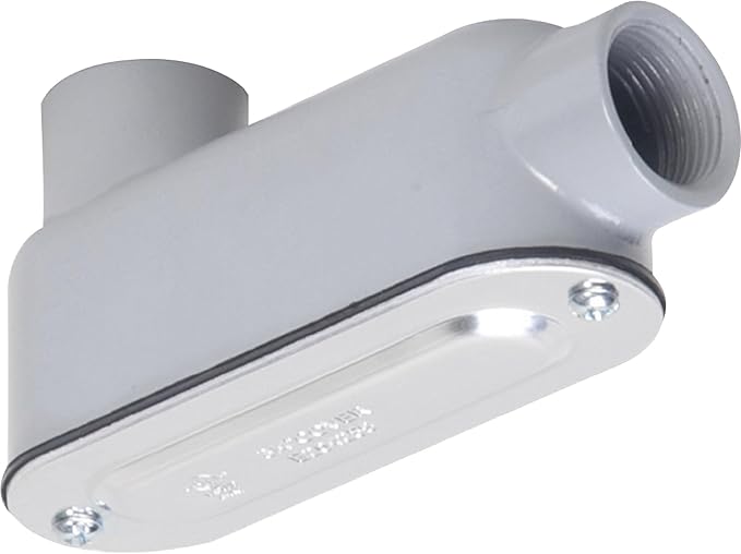 TayMac RLB150 Threaded LB Conduit Body, Die Cast Aluminum, Stamped Steel Cover, 1-12-Inch, Gray