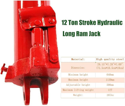 Heavy duty stroke 12 ton hydraulic Jack Ram Jack engine lifting crane with handle