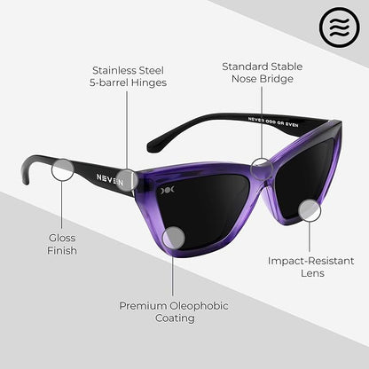 NEVEN Coven Bold Cat Eye Sunglasses - UV Protected Polarized Vintage Sunglasses - Fashionable Cat Eye Techno Glasses