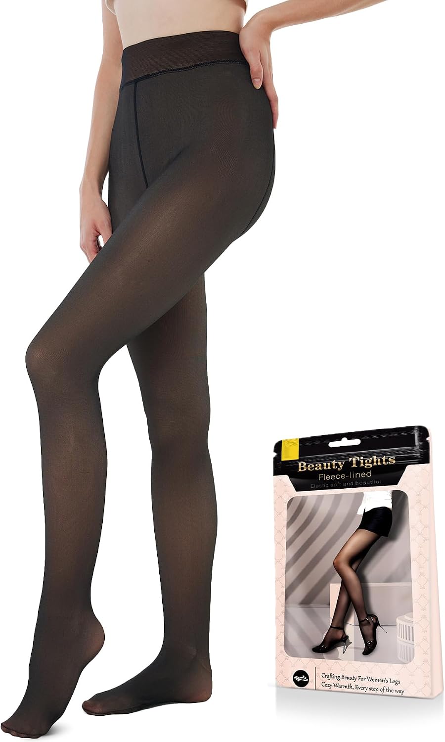Fleece Lined Tights Sheer Women - Fake Translucent Warm Pantyhose Leggings Sheer Thick Tights for Winter