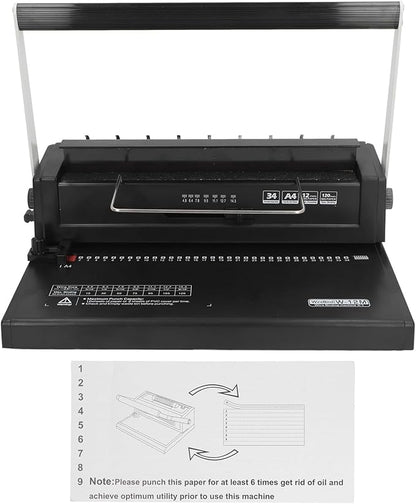 Wire Binding Machine Spiral Coil 3:1 Pitch Punch 12 Sheets Bind 120 Sheets for A4 A5, Simply Customize Paper Margin