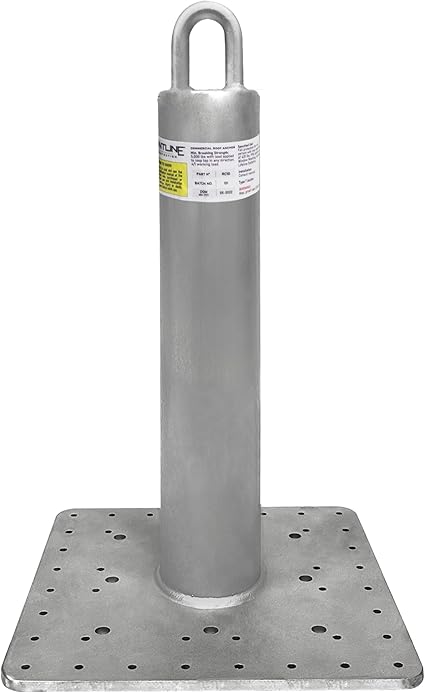 Frontline Fall Protection RO18 Commercial Roof Anchor 18" OSHA  ANSI Compliant Galvanized Steel Roofing Anchor Point  Metal, Wood or Concrete Application