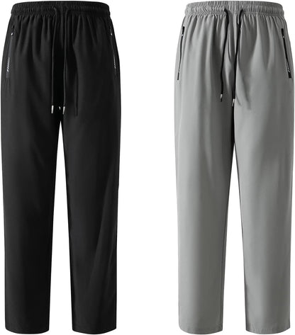 FoxQ Men's Sweatpants Quick Dry Jogger Hiking Pants with Secure Zipper Pockets Athletic Pants for Gym,Running,Workout