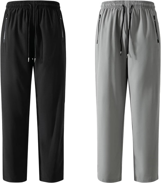 FoxQ Men's Sweatpants Quick Dry Jogger Hiking Pants with Secure Zipper Pockets Athletic Pants for Gym,Running,Workout