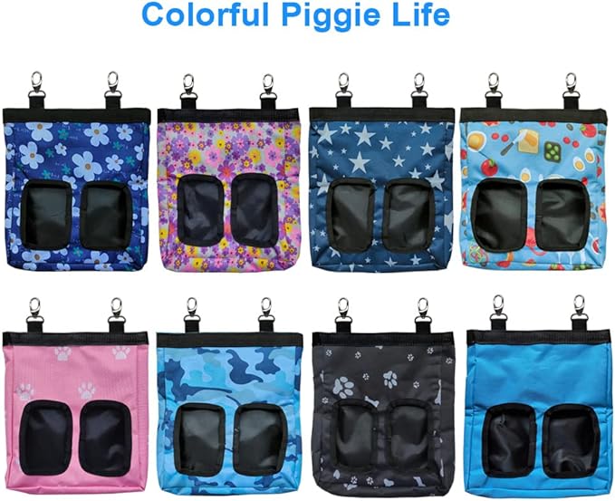 Guinea Pig Hay Feeder, Hanging Rabbit Hay Feeder Bag for Guinea Pigs Bunnies Chinchillas. Pink Paws