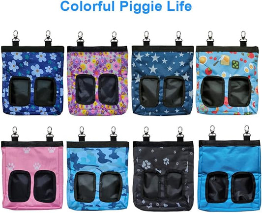 Guinea Pig Hay Feeder, Hanging Rabbit Hay Feeder Bag for Guinea Pigs Bunnies Chinchillas. Pink Paws