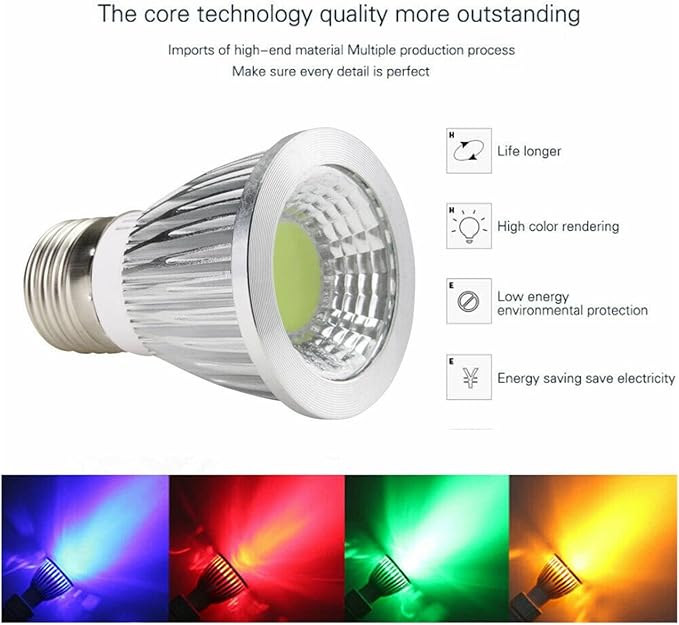 LADYG E27 LED Spotlight Bulb Lamp 9W Dimmable 220V 110V BlueRedGreenYellow LED Ceiling Light Spot Candle Home (9W, 1 Count)