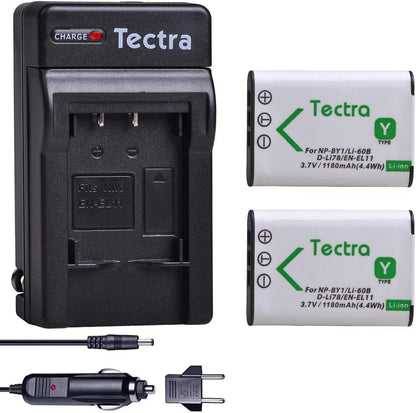 Tectra Charger Only, for NP-BY1 EN-EL11 LI-60B D-Li78 Compatible with Nikon Coolpix S550 S560 Sony Action Cam Mini HDR-AZ1VR AZ1 AZ1V AZ1VR Olympus FE-370