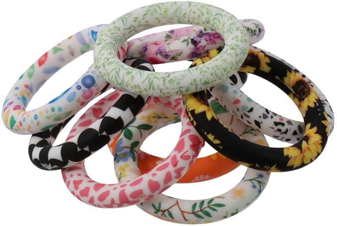 10Pcs 65mm Silicone Bead Ring Round Silicone Bead Loop with 2 Hole Silicone Focal Bead for DIY Keychain Jewelry Making Hanging Ornaments