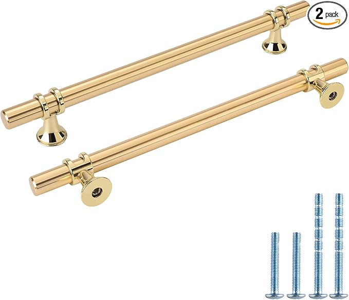 Rergy Cabinet Handles Drawer Pulls and Knobs, 2Pack Gold 6-14inch Hole Center, Kitchen Hardware for Dresser Handle Zinc Alloy Furniture Pull