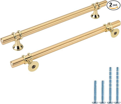 Rergy Cabinet Handles Drawer Pulls and Knobs, 2Pack Gold 6-14inch Hole Center, Kitchen Hardware for Dresser Handle Zinc Alloy Furniture Pull