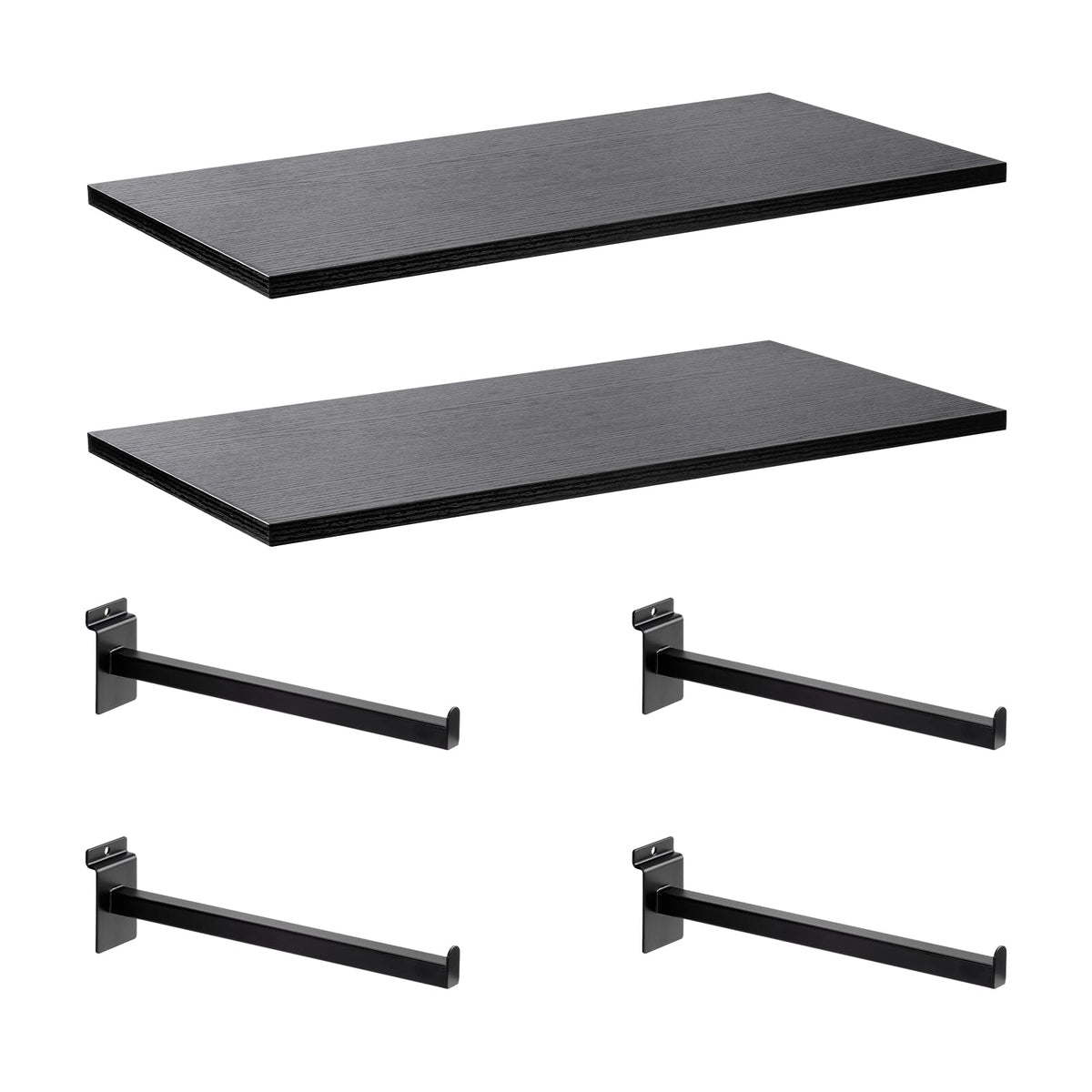 Wood Slatwall Shelves, Slat Wall Shelf Slatwall Acccessory for Garage, Home Improvement, Retail Display (2, 24''x12'')